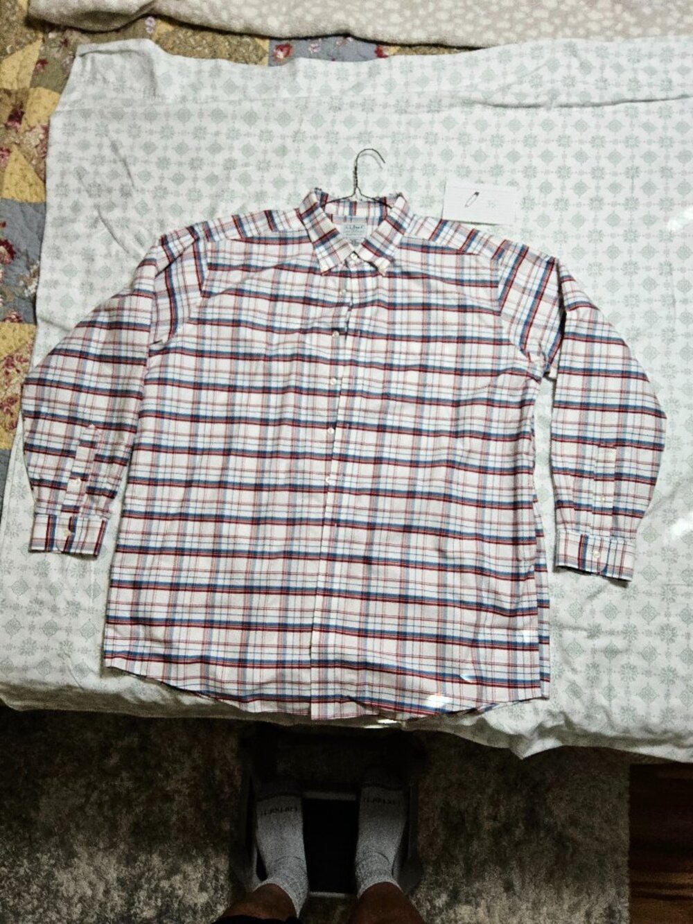 L.L. Bean Men’s Traditional Fit Oxford Cloth Plaid Button-Down Shirt - Size 18-3